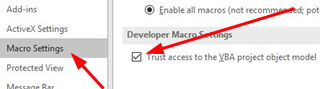 Excel Security Settings 2016