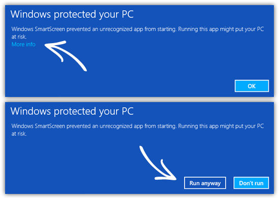 If you get a "Windows protected your PC" message, select "More info", then on the next screen select "Run anyway. Click HERE to continue to the ARCHIVES page.